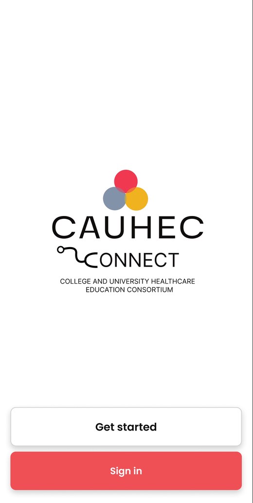 CAUHEC Connect app welcome screen